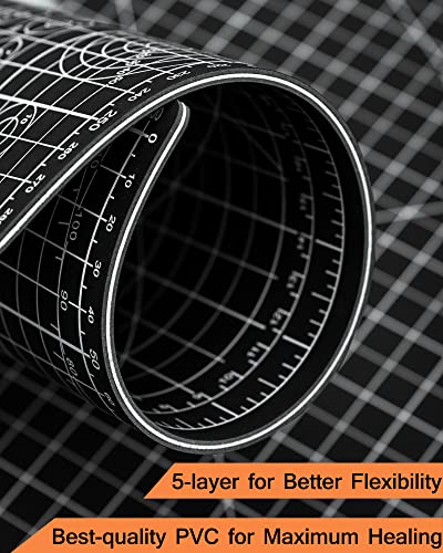 Density-upgraded 9"x12" Self Healing Cutting Mat, Idemeet Rotary Sewing Mat for Crafts, 5-Ply Blade Table Protector Cut Board for Fabric Leather Cutting Quilting Modeling Hobby Project, A4, Black - color: Black, size: 12"L x 9"W