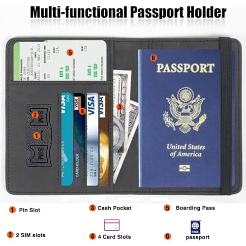 Passport Cover,Multi-Functional Travel Wallet,Stylish & Durable RFID Blocking Passport Holder, Travel Essentials for Men and Women,Native American Headdress Indian Feathers - color: Native American Headdress Indian Feathers
