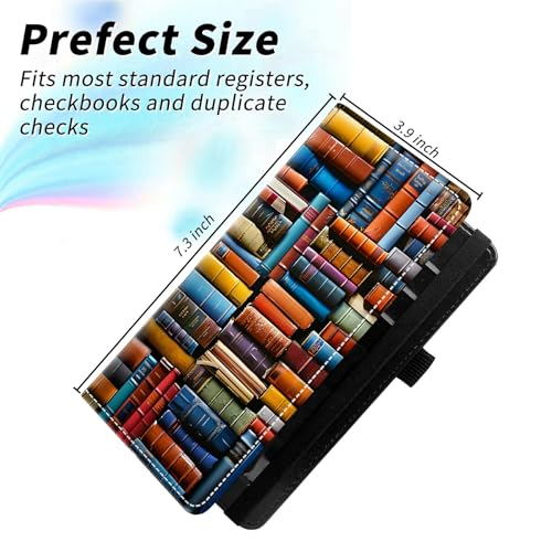 Check Book Cover for Personal Checkbook, Leather Business Checkbooks Plastic Insert Flap Card Holder Pen Hoop Holder with RFID Blocking Slim Wallet for Duplicate Checks Women Men, Books - color: Books
