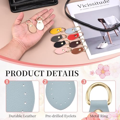 PATIKIL Purse Strap Mount Hook, Sew on Leather Buckle Bag Side D Ring Clips Replacement Clasp - color: Blue
