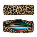 OSAM SPACE Leather Pencil Case Round Pencil Bag Leopard Print Pen Organizer Holder Portable Zipper Pouch Cute School Supplies for Girls Boys Study Office - color: Leopard Print