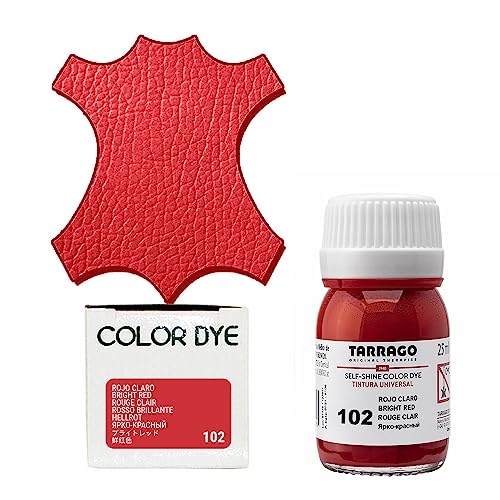 Tarrago Leather Dye Kit with Deglazer and Applicator - Restore & Recolor Shoes, Boots, Purses, Wallets, Jackets, and Furniture - Rich Pigment - 25mL - color: Bright Red #102