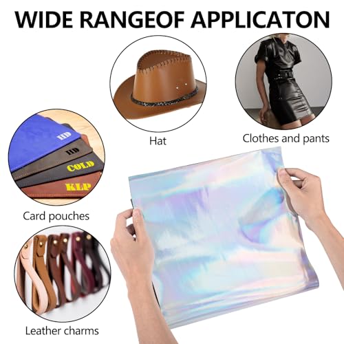 Laserable Leather Sheets, 12" x 24"Laserable Leatherette Patch | CO2 Laser Engraving Supplies, Faux Leather for Crafting Tools, Leather Wallets (Holographic/Black) - color: Holographic/Black