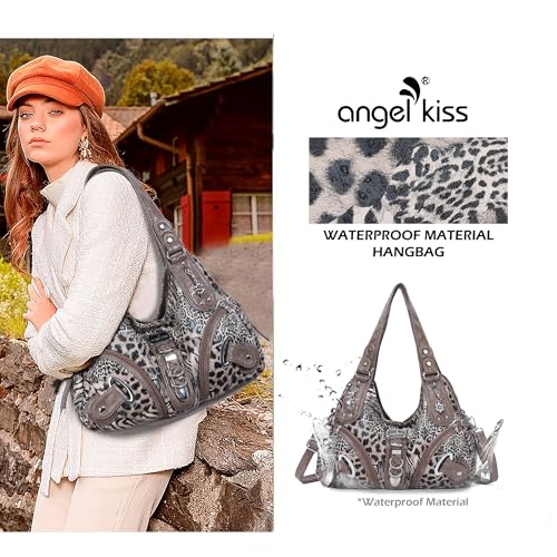 Angelkiss Hobo Purses and handbags for Women Satchel Handbag Women Purses Large Daily Shoulder Bags - color: Brown-leopard