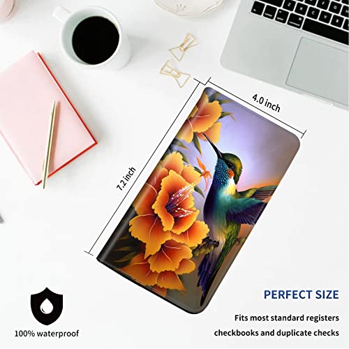 DEGDFSGR Checkbook Cover - Premium Leather Standard Duplicate Register Check Card Book Holder Wallet with RFID Blocking Function for Girl Men Women,Hummingbird - color: Hummingbird