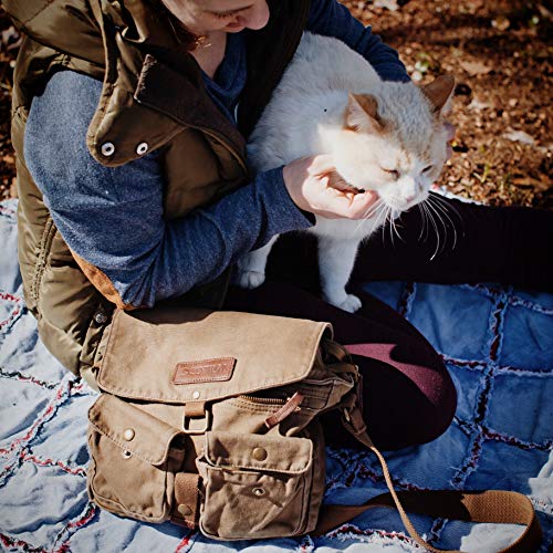 GOOTIUM Canvas Messenger Bag - Vintage Crossbody Shoulder Bag Military Satchel - color: Khaki