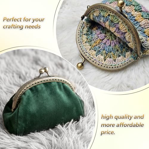 Classicseali 6PCS Metal Purse Frame,3.3 Inch Kiss Clasp Purse Frame | Small Purse Frame, DIY Wallet Kiss Clasps Lock Retro Arch Coin Bag Frames, Iron Clip for Craft Purses Handle Sewing