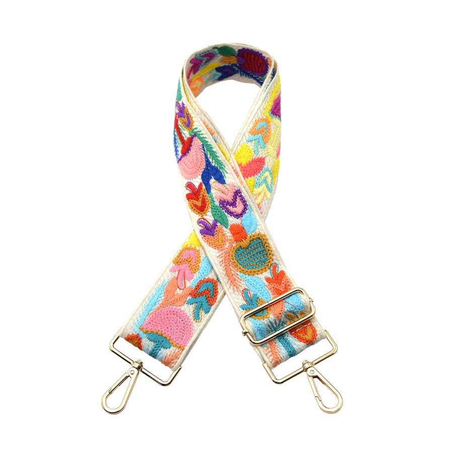 Embroidered Purse Straps Replacement Crossbody Wide Adjustable Bag Straps | Thick Purse Strap for Crossbody Bags,Extra Long Strap,Cross Body Straps for Handbags,Bag Straps for Tote Bags,Shoulder Straps - color: Flower 1