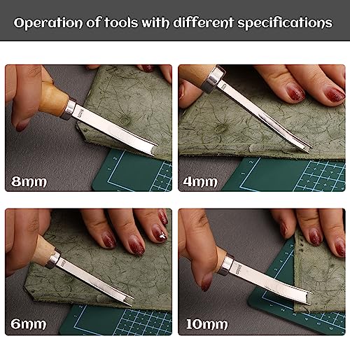 TLKKUE 4Sizes Leather Edge Skiving Beveler Tools, Wide Leather Edge Beveler | Leather Craft Edge Beveler Tool Kit Leather Edge Trimmer for Wristbands, Belts, Other Leather Thinning Projects(4/6/8/10mm)