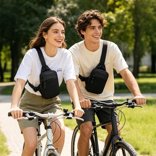 Mini Sling Bag for Men Crossbody,Small Chest Bag Casual Trendy Waterproof Lightweight Phone Crossover Daypack - color: Black Mini Sling Bag for Men and Women