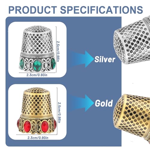 Yizzvb 10 Pcs Hand-Working Sewing Thimble, Adjustable Metal Finger Protectors for Beginners, Leather Thimbles for Hand Quilting, Hand Sewing Needles, Hand Embroidery Craft
