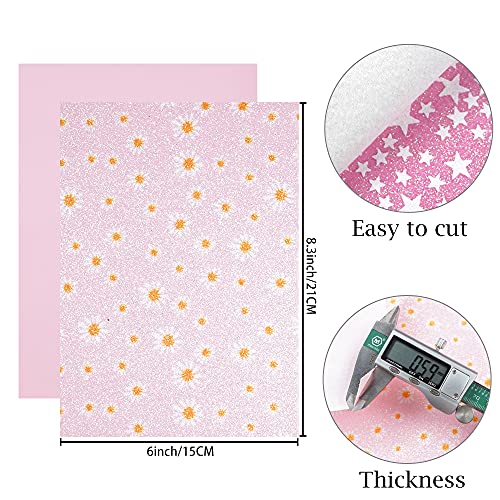 16 Pieces 8x6 Inch Pink and Baby Pink Series Faux Leather Fabric Sheets Include Metallic Litchi Fine Chunky Glitter Holographic Flamingo Patent Embossing Mermaid Scale for Leather Earring Bows Making - color: Pink Baby Pink Series