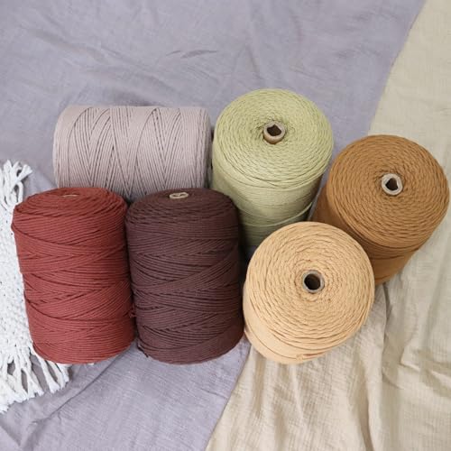 Macrame Cord 3mm x 328yards, Soft Colored Macrame Rope, Natural Cotton Cord for Plant Hangers, Wall Hanger, Decorative Projects(Natural Color) - color: Natural Color, size: 3mm×328Yards
