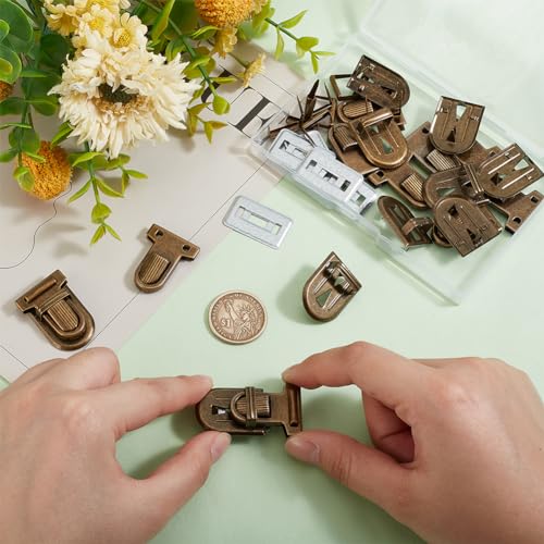 PH PandaHall 10 Sets Iron Purse Push Locks Clasp Lock for Leather Bag Case Clasp for DIY Hangbag Purse Suitcase Closures Hardware, Antique Bronze - color: Antique Bronze-10 sets