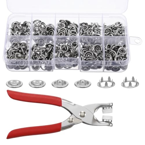 Ziuohaa 100 Sets（400pcs）Snap Button Kit with Fastener Pliers Press Tool Kit