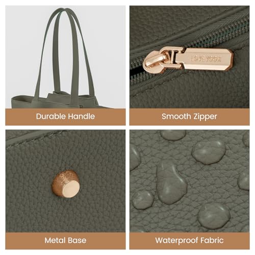LOVEVOOK Laptop Tote for Women - 15.6 Inch Faux Leather Laptop Bag with Clutch, Large Capacity Office Purse Computer - color: Dark Green, size: 15.6 inch