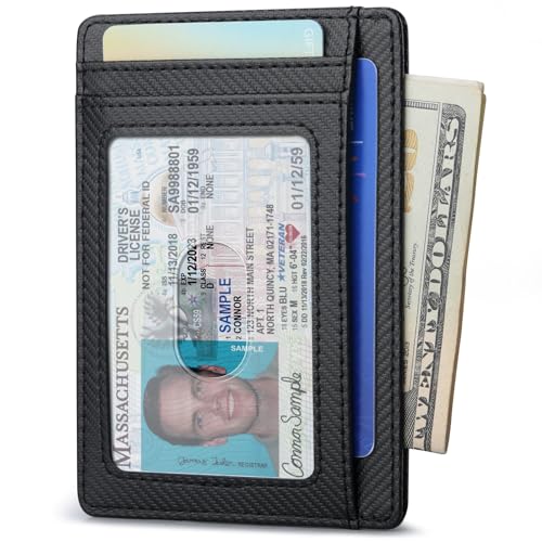 Buffway Slim Minimalist Front Pocket RFID Blocking Leather Wallets for Men and Women - Peak Black - color: Peak Black