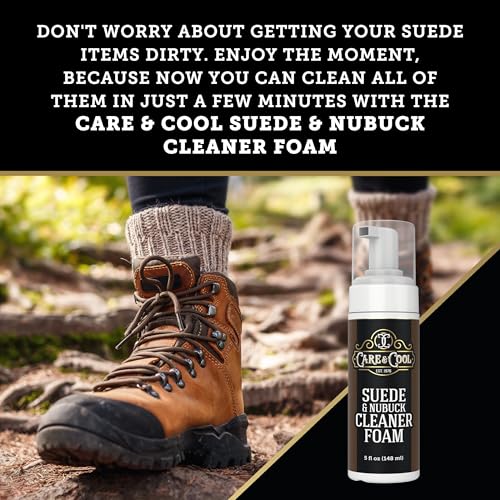 Care & Cool Suede & Nubuck Foam Cleaner Kit, Hog Brush, Eraser & Cloth | Penetrates Pores to Lift Dirt & Grime, Preserves Natural Look & Texture, No Harsh Chemicals, For Leather, Canvas & Knitwear - style: Foam Cleaner