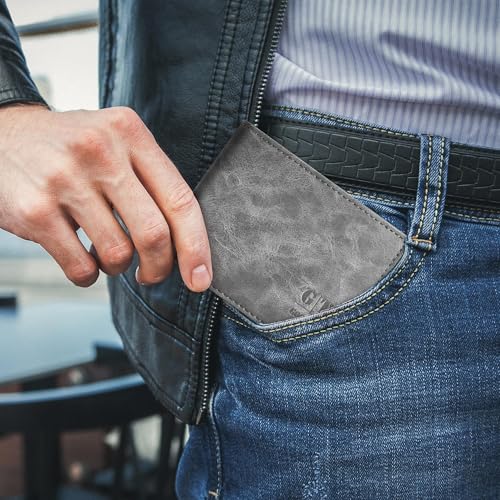 Gostwo RFID Blocking Bifold Wallet for Teen Boys & Men, Credit Card Holder - color: Grey Vintage