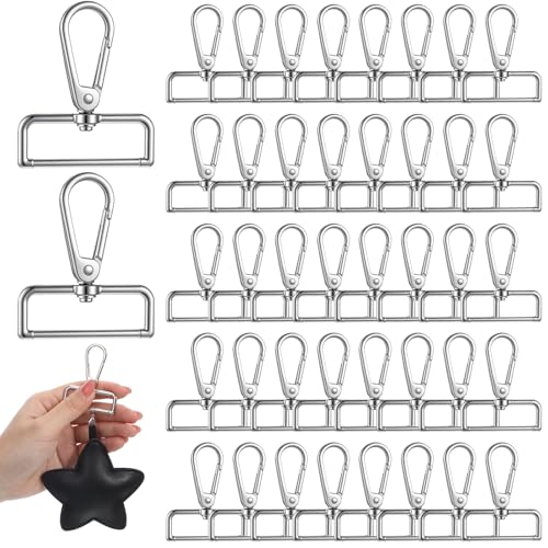 40 Pcs 1-1/2 Inch Lobster Claw Swivel Clasps, D Ring Swivel Lobster Claw Clasps, Metal Lobsters Lanyard Clasp, Push Gate Snap Hooks for DIY Crafts Keychain Purse Bag Making