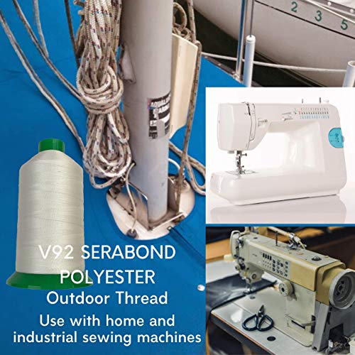 EZ-Xtend Serabond Bonded #92 Polyester Thread - UV Resistant & Heavy Duty for Home Sewing Machines (White, 8 oz Spool) - color: White