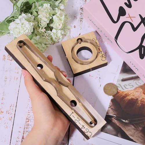 GLOBLELAND 2Pcs Leather Cutting Die Set Wood Dies for Keychain Leather Pendants Metal Cutting Template Die Cutter with Smooth Wooden Base for DIY Crafts - style: Keychain