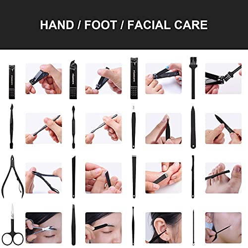 FAMILIFE Gifts for Men, Manicure Set Clippers Manicure Kit Nail Clipper Sets 16pcs Mens Grooming Kits Professional Stainless Steel Nail Kit Brown Leather Case Travel Kits - color: Medium Brown