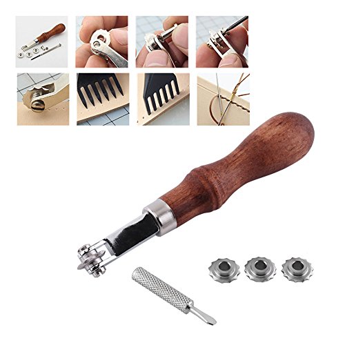 Overstitch Wheel Leather Craft Spacer Set with Four Wheels, DIY Design Punch Tool, Embossing System