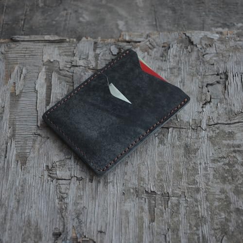 Front Pocket Card Case Slim Wallet Card Holder for Men & Women Minimalist Leather Wallet Card Holder Distressed Gifts - color: Grey