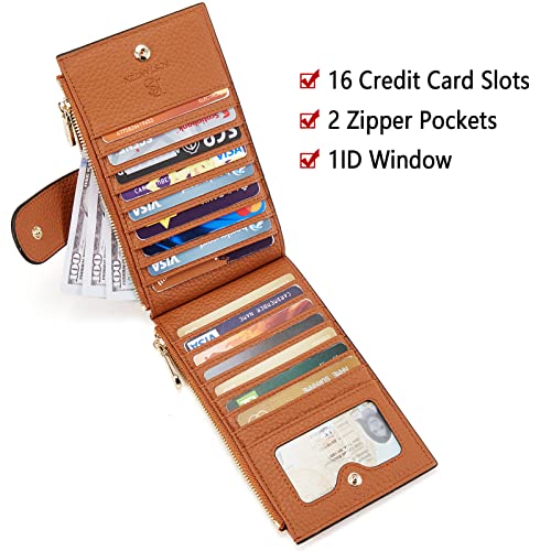 BOSTANTEN Leather Womens Wallet Large RFID Blocking Slim Card Holder - color: 2-Brown