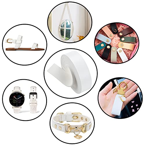 Picheng Flat Faux Leather Strap: 1 Inch Wide Soft White Leather Strips - color: White