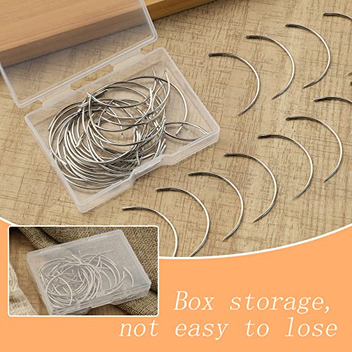 Curved Needles, 50 PCS Curved Sewing Needles, Curved Upholstery Needle | Curved Needles for Hand Sewing,Leather Needles for Hand Stitching, Weaving Needles for Hair, Leather Repairing and Crafts - style: 50 PCS A