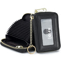 imeetu Rfid Credit Card Holder, Businese Card Case, Wallet for Women Men | Genuine Leather Card Wallet with id Window, Keychain & Double Zipper, Water-resistan Small Wallet with Gift Box, Daily Travel - color: Pro - Black