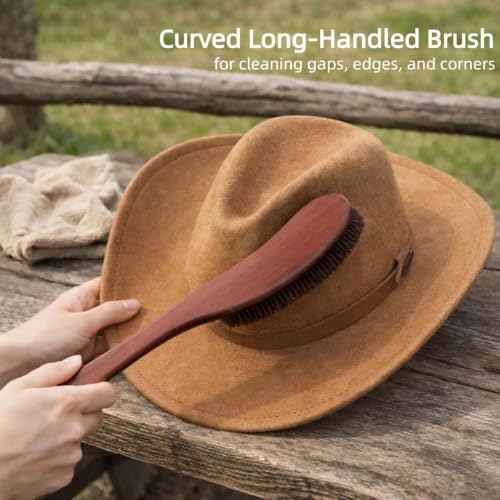 5 Pcs Felt Cowboy Hat Cleaning Brush Set, Horsehair Clothes Shoe Brush Kit