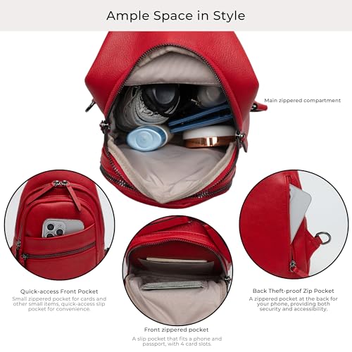 Alldaily Large Sling Bag for Women Crossbody Purse Leather Fashionable Trendy Chest Bag for Travel, Fanny Pack (Red) - color: Red