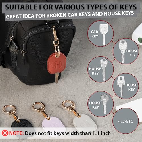 Leather Key Cover for Broken Car Key Loop Replacement | Double-Layer PU Leather Protects Car Keys from Scratches and Damage - color: Small-black02