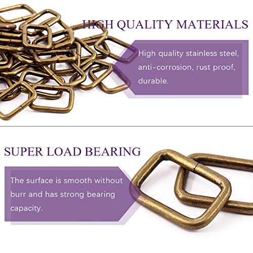 Swpeet 60Pcs Heavy Duty Metal Rectangle Ring - color: Bronze, size: 1/2 Inch