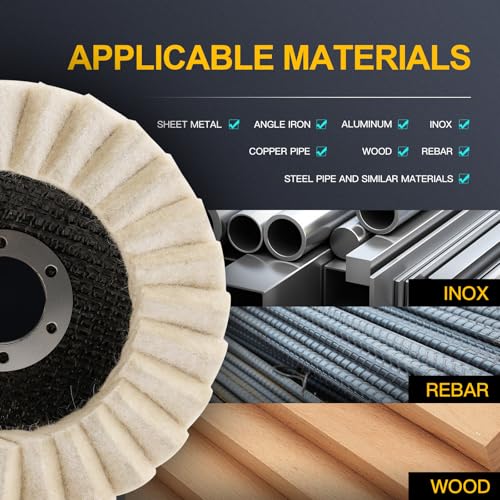 3Pcs 5" Wool Felt Polishing Wheel Discs for Metal Aluminum Grinder | Buffing Wheel for Angle Grinder. Layered Flap Design for Stainless Steel & Chrome Polishing, Jewelry & Auto Mirror Finish.