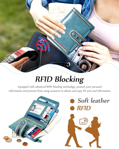 TFKGS Small Wallet for Women Vegan Leather RFID Blocking Bifold Compact Credit Card Holder with Zipper Coin Pocket Blue - color: 3-Blue