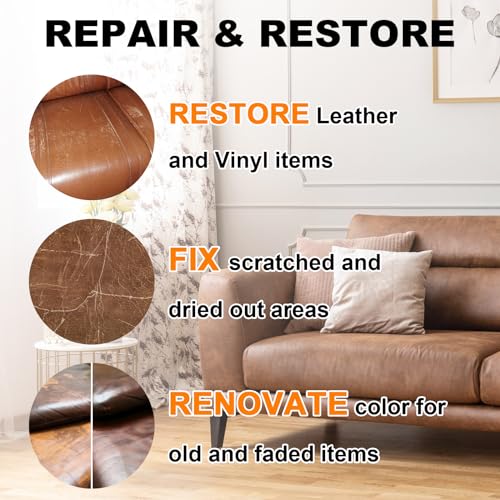 STARTSO WORLD Leather Recoloring Balm, Tan Leather Repair Kit for Furniture, Leather Dye, Leather Color Restorer for Couches, Leather Couch Paint | Repair, Restore Faded & Scratched Leather