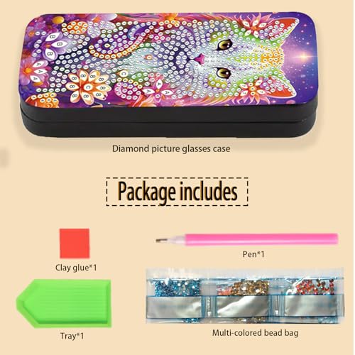 Diamond Painting Eye Glasses Case - color: Cat