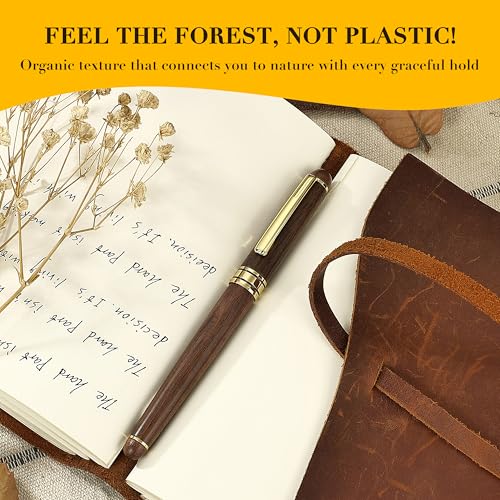 BEILUNER Luxury Wood Ballpoint Pen Writing Set,Walnut-Elegant Fancy Nice Gift Pen Set for Signature Executive Premium Office Fancy Nice Supplies - Gift Boxed with Extra Refills (Black) - color: Walnut