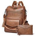 Leather Womens Backpack Purse Convertible Crossbody Shoulder Strap | Water Resistant Flap Fashion Backpack,Magnetic Pocket Design,Anti-theft Pocket,Adjustable Strap for Work College Casual - color: Brown