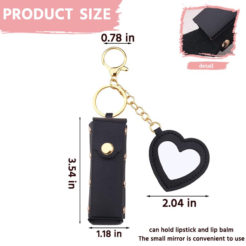 Sisadodo Lip Oil Lipstick Case with Mirror Lip Oil Lipstick Holder Key Chain for Car Keys Keychains Lipstick Organizer Case - color: Black2