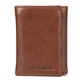 Eddie Bauer Men Signature Trifold Wallet - color: Leather Logo - Tan