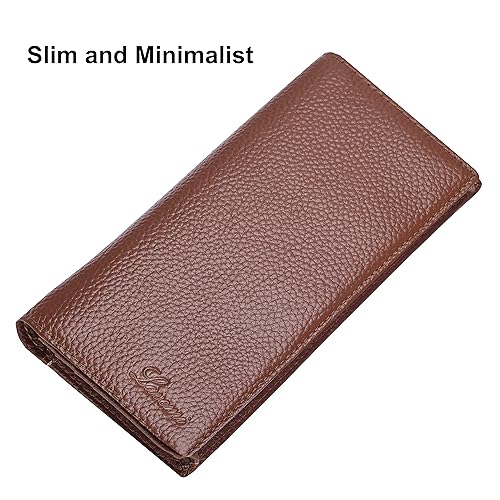 Ultra Slim Thin Leather Women Wallet RFID Blocking Credit Card Holder Bifold Long Ladies Billfold - color: 2- Coffee