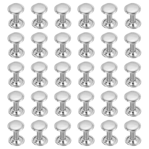 uxcell 100 Sets Double Cap Leather Rivets, 9x12mm Round Cap Metal Studs Rivets for Leather Craft Repair DIY Purse Belts Bags Shoes, Silver - color: Silver, size: 9x12mm