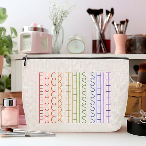 ZHAMEN F*ck This Shit Makeup Bag Funy Cosmetic Bags for Women | Travel Bags for Toiletries Large Capacity Zipper Makeup Pouch, Purse Organizer Pouches, Funny Birthday Christmas Gift - color: Multicolor 1478