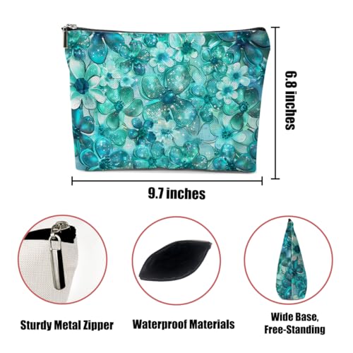 Glitter Watercolor Floral Makeup Bag,Cosmetic Bags for Women - color: Abstract Flower 475