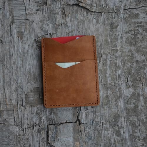 Front Pocket Card Case Slim Wallet Card Holder for Men & Women Minimalist Leather Wallet Card Holder Distressed Gifts - color: Tan